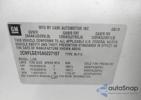 2010 Chevrolet Equinox Ltz из США, поврежденный, VIN 2CNFLGEY6A6227187